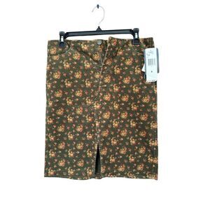 NWT Ralph Lauren Womens Moss Green Tapestry Floral Corduroy Pencil Skirt Size 6